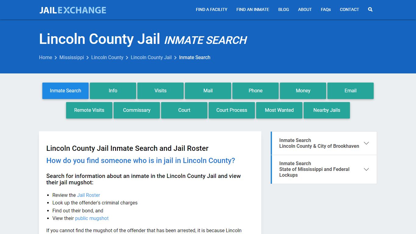 Inmate Search: Roster & Mugshots - Lincoln County Jail, MS