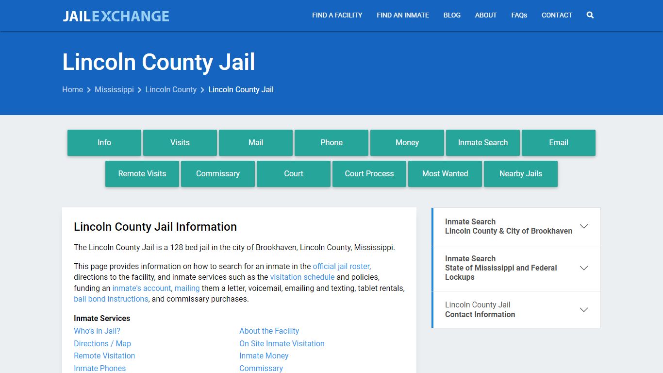 Lincoln County Jail, MS Inmate Search, Information